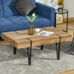 Rootz Sofabord - Sidebord - Industrielt design - Sort + Brun - 105 cm x 60 cm x 42 cm