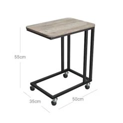 Rootz sofabord - Sofabord med hjul - Moderne sofabord - Industrielt sofabord - Rustikt sofabord - Spånplade - Stål - Greige-Sort - 50 x 35 x 55 cm (L | Fyndiq