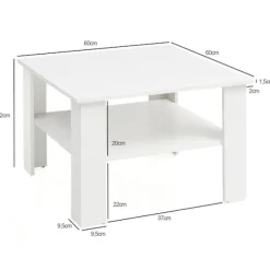 Rootz Sofabord - Sofaborde - Træ Sofabord - Hvid - Åbent rum - Opbevaringsrum - 60 x 42 x 60 cm