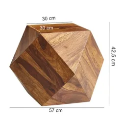 Rootz Sofabord - Solid Sheesham Træ - Diamantform - Diamant - Sidebord - Dekorationsbord - 57x42,5x57 cm - Brun