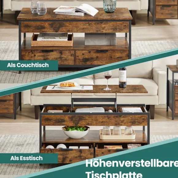 Rootz Sofabord - Stue Bord - Højdejusterbar tabel - Rumbesparende funktion - 50 cm x 100 cm x 48-63 cm