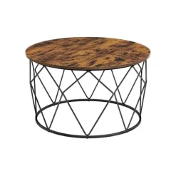 Rootz Sofabord - Stuebord - Stilfuldt Sofabord - Rundt Sofabord - Spånplade/Stål - Vintage Brun-Sort - 80 x 45 cm