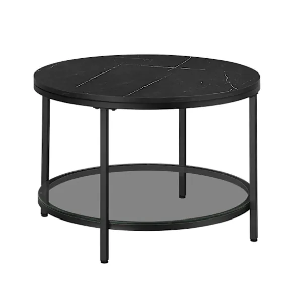Rootz Sofabord - Stuebord - Moderne Bord - Spånplade og hærdet glas - Stålstel - Justerbare fødder - 65cm x 46cm - 9,5kg - 30kg Kapacitet