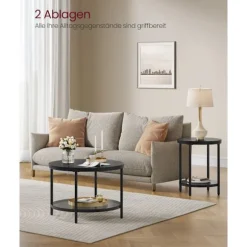 Rootz Sofabord - Stuebord - Moderne Bord - Spånplade og hærdet glas - Stålstel - Justerbare fødder - 65cm x 46cm - 9,5kg - 30kg Kapacitet