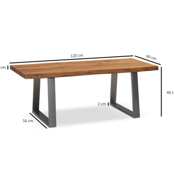 Rootz Sofabord - Stuebord - Sofabord - Massivt akacietræ - Håndlavet - Unikt design - Justerbar højde - 120cm x 60cm x 46cm