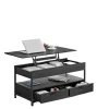 Rootz sofabord - stuebord - højde -justerbar bordplade - Rumbesparende - 50 x 100 x 48-63 cm - Anthracite grå -blæk sort sort