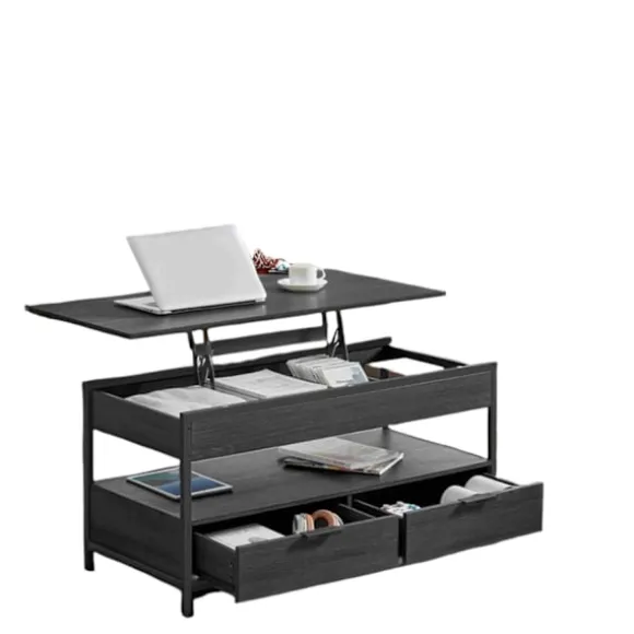 Rootz sofabord - stuebord - højde -justerbar bordplade - Rumbesparende - 50 x 100 x 48-63 cm - Anthracite grå -blæk sort sort