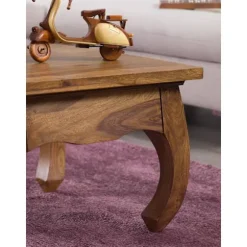 Rootz sofabord massivt træ Sheesham 60 cm bredt stuebord design mørkebrunt sidebord i landlig stil