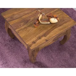Rootz sofabord massivt træ Sheesham 60 cm bredt stuebord design mørkebrunt sidebord i landlig stil