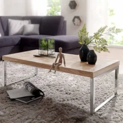 Rootz sofabord massivt træ Acacia 120 cm bredt spisebord design mørkebrunt bord i landstil
