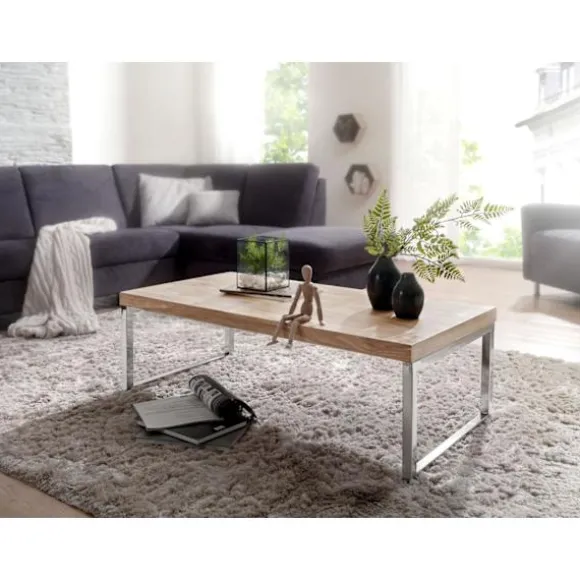 Rootz sofabord massivt træ Acacia 120 cm bredt spisebord design mørkebrunt bord i landstil
