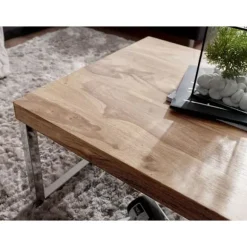 Rootz sofabord massivt træ Acacia 120 cm bredt spisebord design mørkebrunt bord i landstil