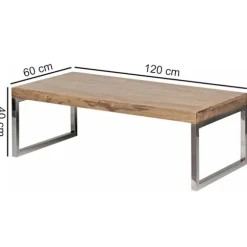 Rootz sofabord massivt træ Acacia 120 cm bredt spisebord design mørkebrunt bord i landstil