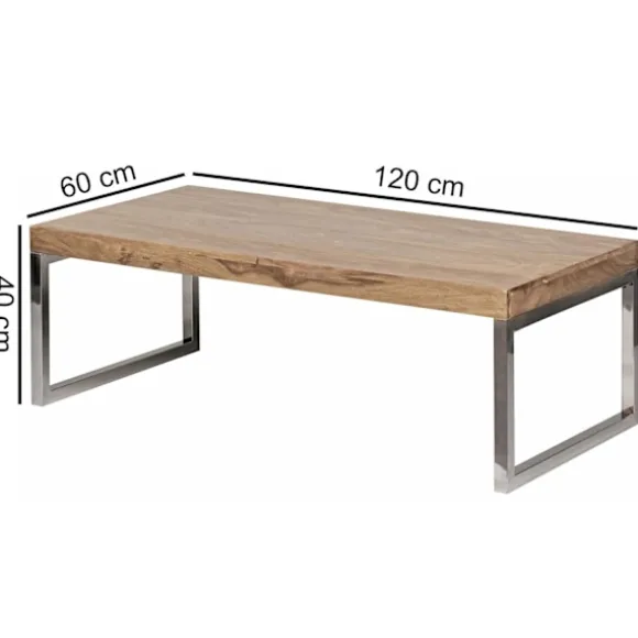 Rootz sofabord massivt træ Acacia 120 cm bredt spisebord design mørkebrunt bord i landstil