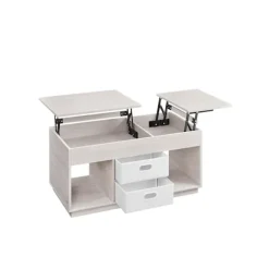 Rootz sofabord med 2 skuffer - Midterbord - Opbevaringsrum - Havregryn Beige - Stål & spånplader - 50 cm x 100 cm x 48 cm/62,3 cm - 27,5 kg