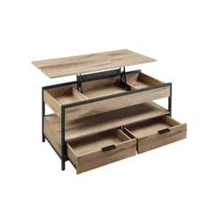 Rootz Sofabord med skuffer - Opbevaringsrum - Justerbar højde - Rumbesparende - Træspanel og stål - 50 x 100 x 48-63 cm