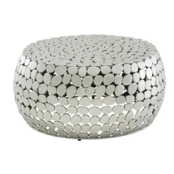 Rootz sofabord metal sølv 66x66x32 cm sofabord aluminium - Design stuebord rundt - Lille sofabord Moderne - Sidebord sidebord stue