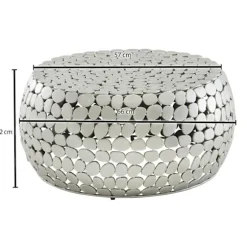Rootz sofabord metal sølv 66x66x32 cm sofabord aluminium - Design stuebord rundt - Lille sofabord Moderne - Sidebord sidebord stue