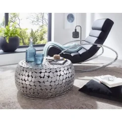 Rootz sofabord metal sølv 66x66x32 cm sofabord aluminium - Design stuebord rundt - Lille sofabord Moderne - Sidebord sidebord stue