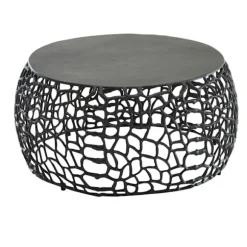 Rootz sofabord metal sort 66x66x30 cm sofabord aluminium rundt - Design stuebord med grenstruktur - Lille sofabord Moderne - Sidebord sidebord stue
