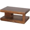 Rootz sofabord Sheesham massivt træ 90 x 60 x 40 cm - Stuebordsdesign mørkebrun - Landhusstil sidebord naturprodukt - Stuemøbler unikke moderne - Mass | Fyndiq