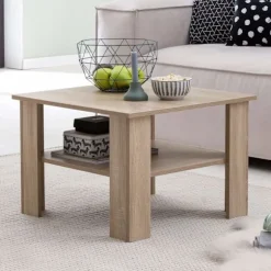 Rootz sofabord Sonoma eg 60x42x60 cm Design træbord med hylde - Sofabord Sofabord - Sofabord Loungebord - Sofabord Stubentisch med opbevaringsplads - | Fyndiq