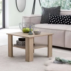 Rootz sofabord Sonoma eg 60x42x60 cm Design træbord med hylde - Sofabord Sofabord - Sofabord Loungebord - Sofabord Stubentisch med opbevaringsplads - | Fyndiq
