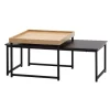Rootz sofabord sæt af 2 træ - metal sofabord firkantet eg moderne - Sidebord 2-delt - Design stueborde - Træbord indskudsborde