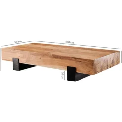 Rootz Sofabord Træ - Stuebord - Sofaborde Brun - Metalstel - 130 x 25 x 59 cm