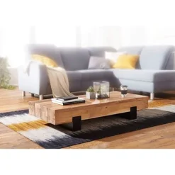 Rootz Sofabord Træ - Stuebord - Sofaborde Brun - Metalstel - 130 x 25 x 59 cm