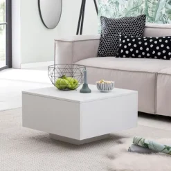 Rootz sofabord træ 60 x 60 x 35,5 cm spånplade - Sofabord Sofabord Moderne - Sidebord Firkantet Hvid - Design sofabord loungebord - Hvidt sofabord stu | Fyndiq