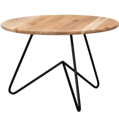 Rootz sofabord 60x39,5x60 cm akacie massivt træ - metal sofabord - Design stuebord rundt - Massivt sofabord - Lille bord stue