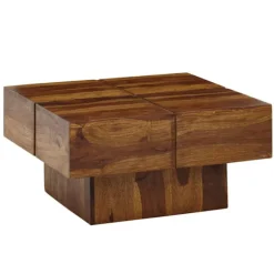 Rootz sofabord 57,5x57,5x30 cm massivt sheesham træ sofabord firkantet - Design stuebord sofabord massivt - Lille bord stue moderne