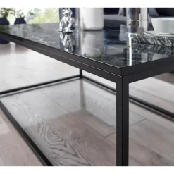 Rootz sofabord 100x60x40 cm med marmorlook sort - Stuebord med metalstel - Sofabord firkantet bord stue - sidebord