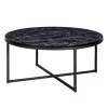 Rootz sofabord 80x36x80 cm med sort marmorlook - Stuebord med metalstel - Sofabord rundt bord stue - Sidebord