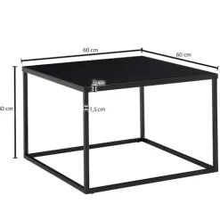 Rootz sofabord 60x60x40 cm metal stuebord industriel sort - Firkantet sofabord - Loungebord sofabord stål - Firkantet sidebord