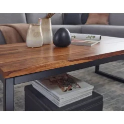 Rootz sofabord 110x40x60 cm Sheesham massivt træ - metal stuebord - Industriel stil designer sofabord - Bord stue - Solid lounge bord
