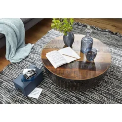 Rootz sofabord 70x33x70 cm træ - metal stuebord Industrielt - Trådkurv bord stue - Sofabord med metalstel - Club Table Lounge Bord - Design Stubentisc | Fyndiq