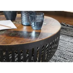Rootz sofabord 70x33x70 cm træ - metal stuebord Industrielt - Trådkurv bord stue - Sofabord med metalstel - Club Table Lounge Bord - Design Stubentisc | Fyndiq