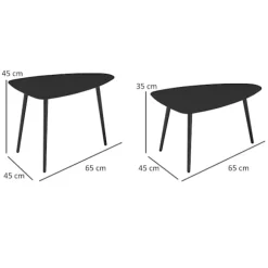 Rootz Sofabordssæt - Balkonbord - Sidebord - Vejrbestandig - Geometrisk design - 65cm x 45cm x 45cm
