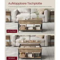 Rootz Sofabordssæt - Sidebord - Stuemøbler - Spånpladestål - 60cm x 100cm x 62cm - Camel Brun-Sort