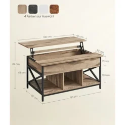Rootz Sofabordssæt - Sidebord - Stuemøbler - Spånpladestål - 60cm x 100cm x 62cm - Camel Brun-Sort