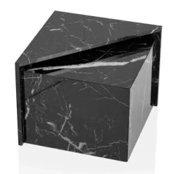 Rootz sofabordssæt med 2 - Monobloc borde - Sort højglans marmorlook - Elegant & pladsbesparende design - 50 cm x 50 cm x 41,5 cm & 46 cm x 46 cm x 36 | Fyndiq