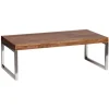 Rootz Solid Wood Sofabord - Stuebord - Træbord - Sheesham Wood - Elegante kromfødder - Unikke trækorn - Rektangulær form - 120cm x 40cm x 60cm