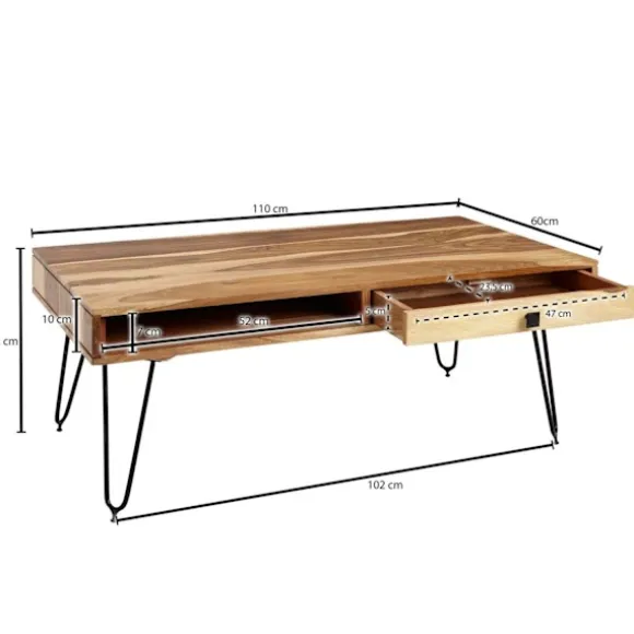 Rootz Solid Wood Sofabord - Moderne Bord - Stuemøbler - Akacietræ - 110cm x 60cm x 40cm