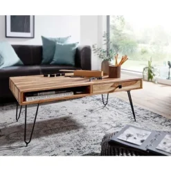 Rootz Solid Wood Sofabord - Moderne Bord - Stuemøbler - Akacietræ - 110cm x 60cm x 40cm