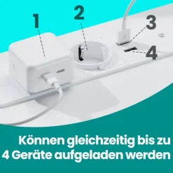 Rootz Sorn Side Bord - Socket Strip Table - 3 skuffe natbord - Indbygget AC -stikkontakter - 35,1 cm x 40,1 cm x 59,1 cm