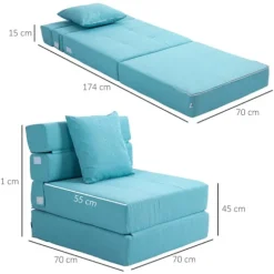 Rootz Sovestol - Afslapningsstol - Gæsteseng - Hurtig ombygning - Alsidig brug - Enestående komfort - 70 cm x 70 cm x 61 cm (sofa) / 70 cm x 174 cm x | Fyndiq