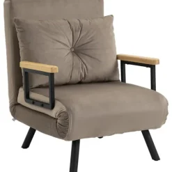 Rootz sovestol - Cabriolet sovesofa - Justerbart ryglæn - Robust stålstel - Plys polstring - Lysebrun - 63W x 73D x 81H cm