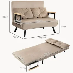 Rootz sovestol - gæsteseng - sovesofa - 5-niveau justerbart ryglæn - Robust stålramme - 102 cm x 73 cm x 81 cm
